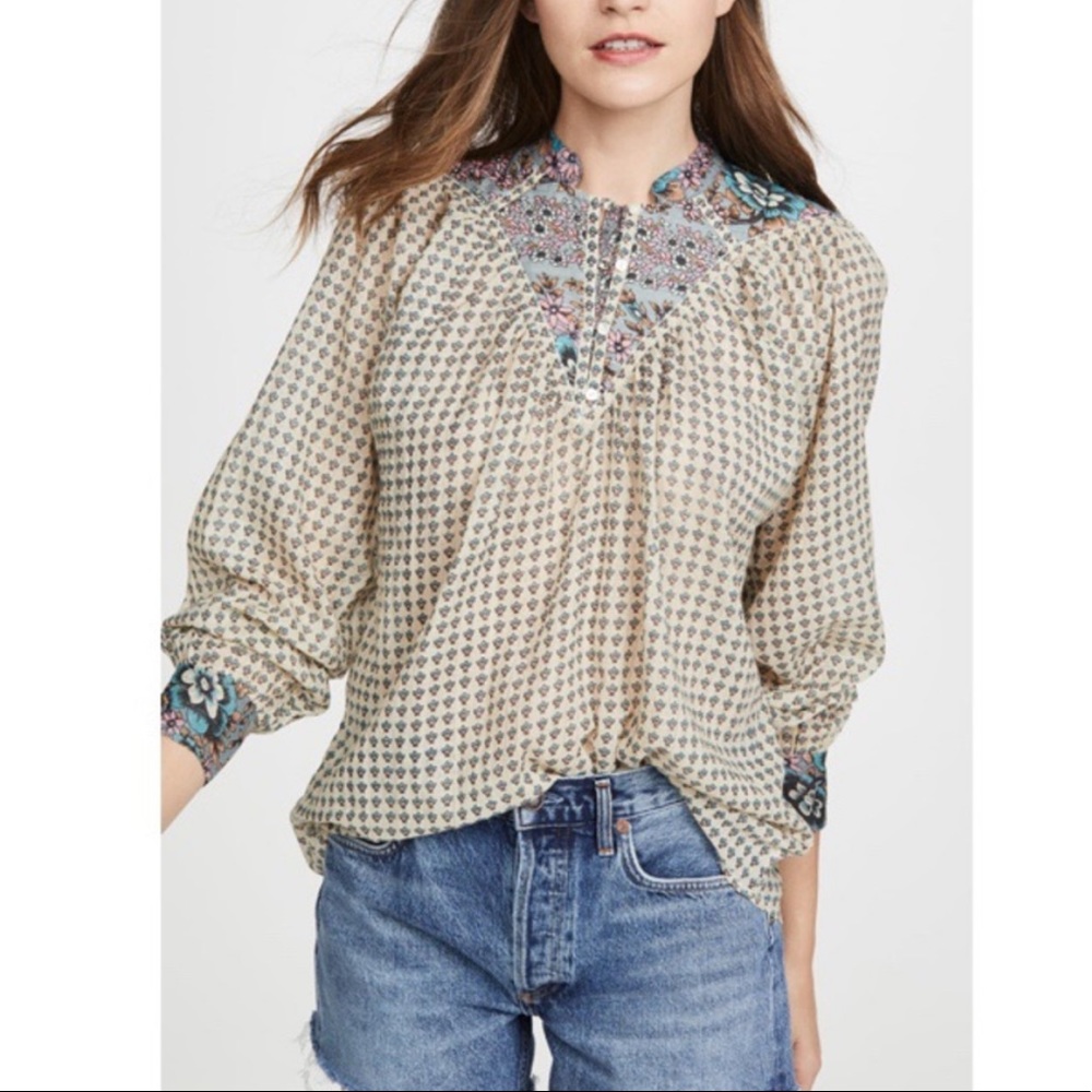Antik Batik Elody Blouse Quilted Mixed Print Top